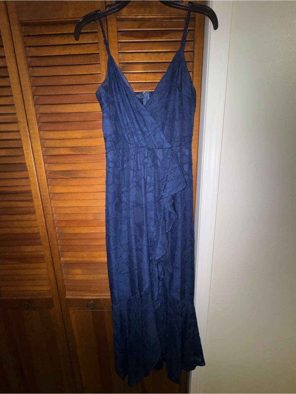Lulu's Navy Textured Wrap Maxi Dress